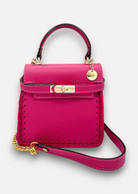 Borsa CapriNina Hesmeralda Baby fucsia in pelle stampata effetto pitone con dettagli in metallo dorato e tracolla